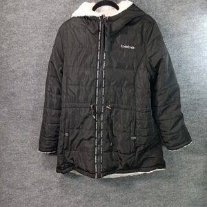 Bebe Winter Coat Faux Fur Lined Outershell Jacket Full Zip Snap Pockets